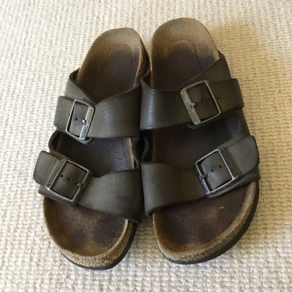 Birkenstock Brown Double-Buckle Slide Sandals